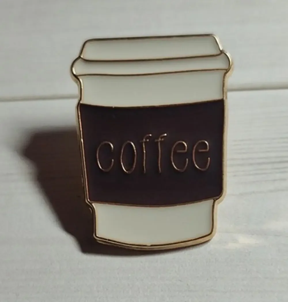 Coffee Lover Pin To Go Cup of Coffee Lapel Hat Badge